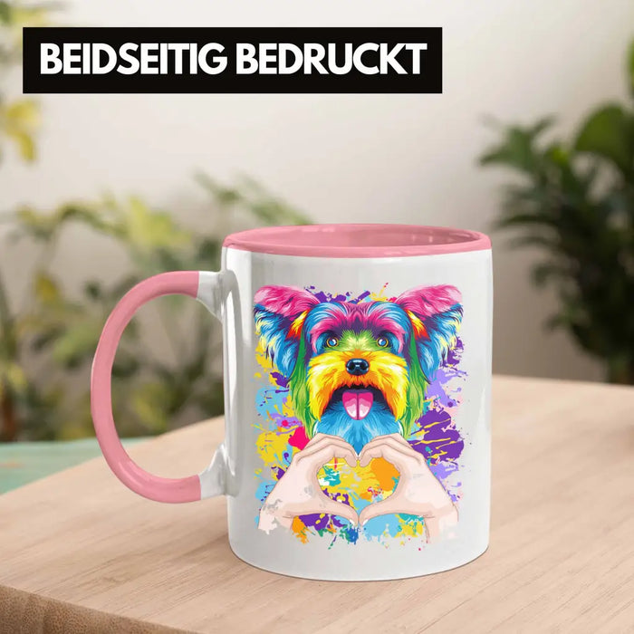 Yorkie Besitzer Farbe Love Tasse Geschenk Lustiger Spruch Geschenkidee Yorkie Besitzerin Rosa Trendation
