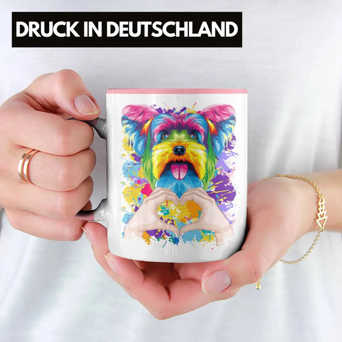 Yorkie Besitzer Farbe Love Tasse Geschenk Lustiger Spruch Geschenkidee Yorkie Besitzerin Rosa Trendation