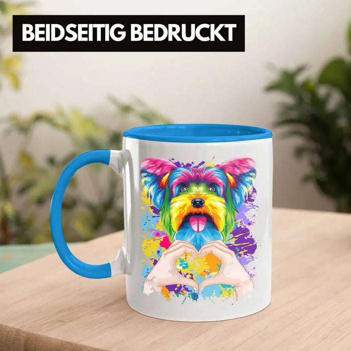 Yorkie Besitzer Farbe Love Tasse Geschenk Lustiger Spruch Geschenkidee Yorkie Besitzerin Blau Trendation