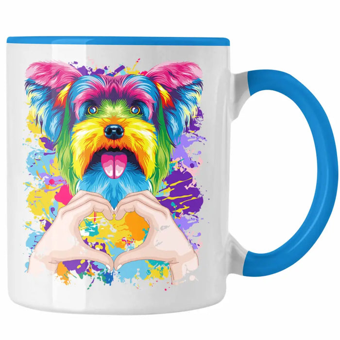 Yorkie Besitzer Farbe Love Tasse Geschenk Lustiger Spruch Geschenkidee Yorkie Besitzerin Blau Trendation
