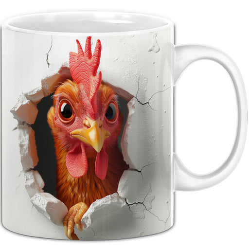 Huhn Tasse Geschenk 3D Landwirt Frauen Chicken-Liebhaber Bauer Weiß Trendation