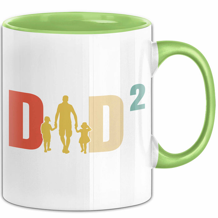 Zwillinge Papa Tasse Geschenk Dad Hoch 2 Geschenkidee Für Zwillings-Papa Vater Kaffee-Becher Grün Trendation