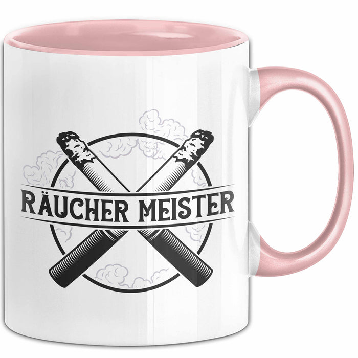 Raucher Geschenk Tasse Spruch Räucher Meister Geschenkidee Rauchen Rosa Trendation