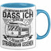 Straßenbahn-Fan Geschenk Tasse Entschuldigung Dass Ich Zu Spät Bin Ich Habe Eine Straßenbahn Gesehen Kaffee-Becher Blau Trendation