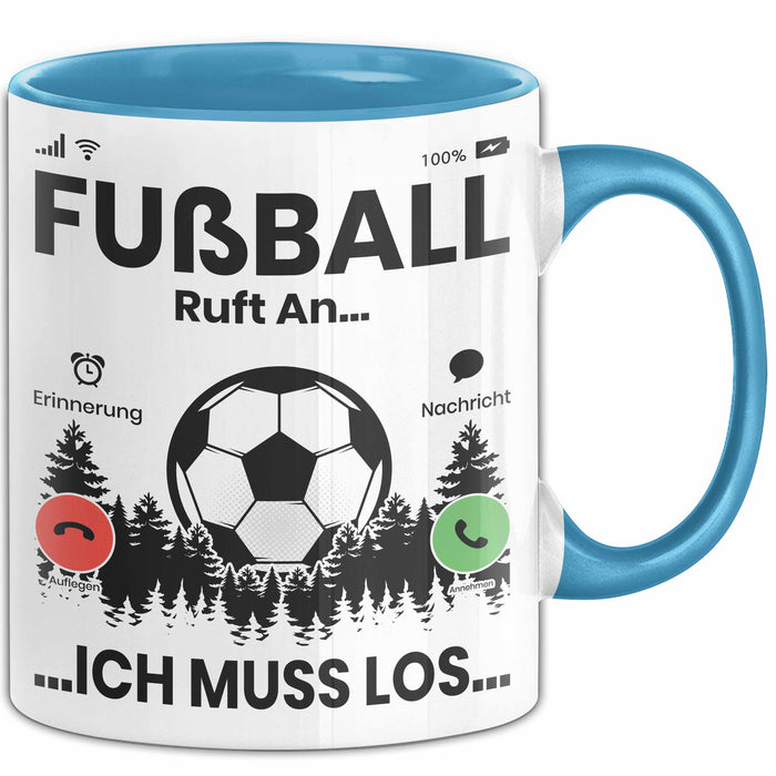 Fussballer Tasse Geschenk Fussballspieler Geschenkidee Fußball Ruft An Kaffee-Becher Blau Trendation
