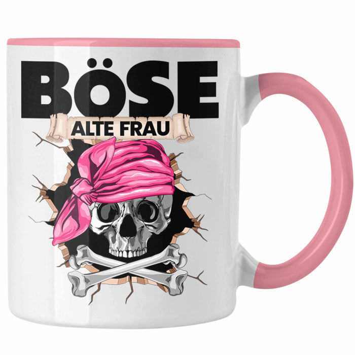 Böse Alte Frau Tasse Geschenk für Frauen Geschenkidee Piratin Kaffee-Becher Rosa Trendation