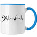 Bassist Tasse Geschenk Bass-Spieler Geschenkidee Kaffee-Becher Herzschlag Blau Trendation