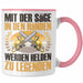 Forstarbeiter Tasse Geschenk Spruch Holzarbeiter Forstwirt Kettensäge in den Händen Rosa Trendation