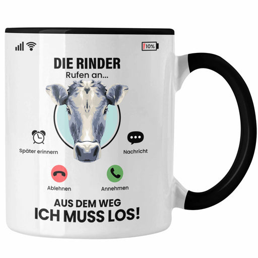 Die Rinder Rufen An Tasse Geschenk für Rinder Züchter Besitzer Geschenkidee Lustig Spruch Bauer Bauernhof Landwirt Trendation