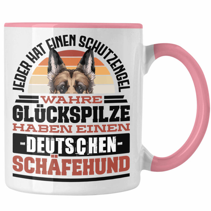 Deutscher Schäferhund Tasse Geschenkidee Kaffee-Becher Schäferhund Besitzer Schutzengel Rosa Trendation