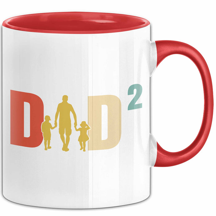 Zwillinge Papa Tasse Geschenk Dad Hoch 2 Geschenkidee Für Zwillings-Papa Vater Kaffee-Becher Rot Trendation