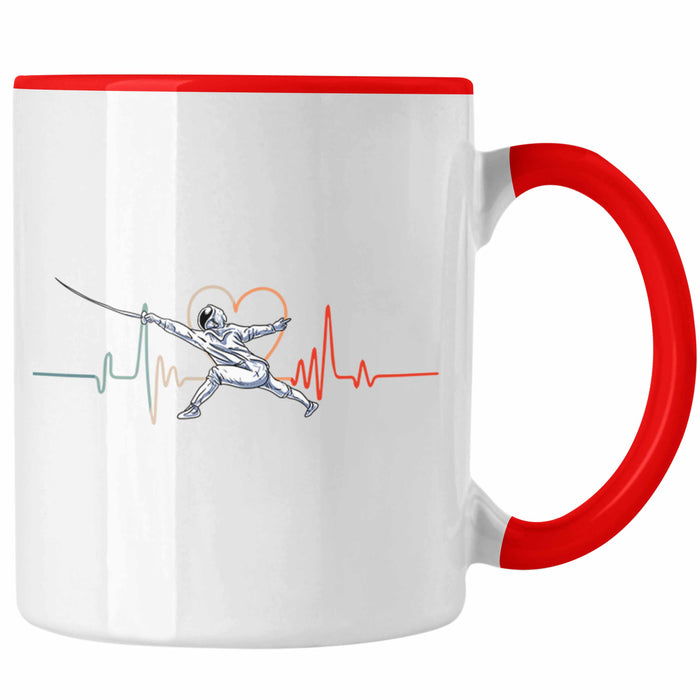 Lustige Fechten-Tasse Geschenk für Fechter Herzschlag Rot Trendation