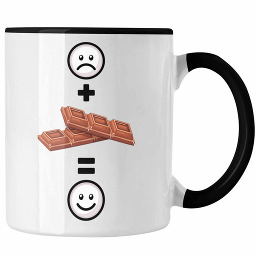 Schokolade Tasse Geschenk für Schoko-Liebhaber Lustige Geschenkidee :( + Schokolade = :) Geburtstag Trendation