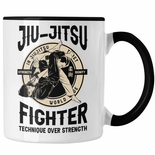 Jiu Jitsu Tasse Geschenk für Kampfsportler Geschenkidee Technik über Stärke Spruch Trendation