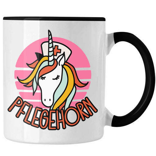 Lustige Pflege Geschenkidee für Pflegerinnen Tasse Einhorn "Pflegehorn" Spruch Trendation
