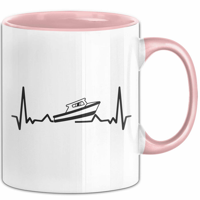 Speedboot Tasse Geschenk Yacht Geschenkidee Herzschlag Schnellboot Kaffee-Becher Rosa Trendation