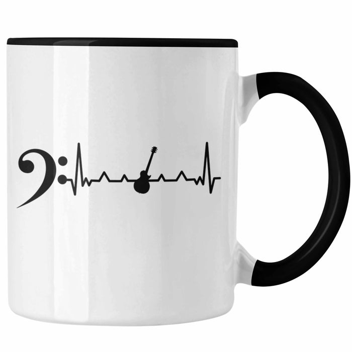 Bassist Tasse Geschenk Bass-Spieler Geschenkidee Kaffee-Becher Herzschlag Trendation