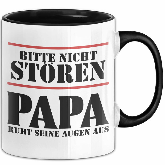 Papa Tasse Geschenk Bitte Nicht Stören Papa Ruht Seine Augen Aus Geschenkidee Zum Vatertag Trendation