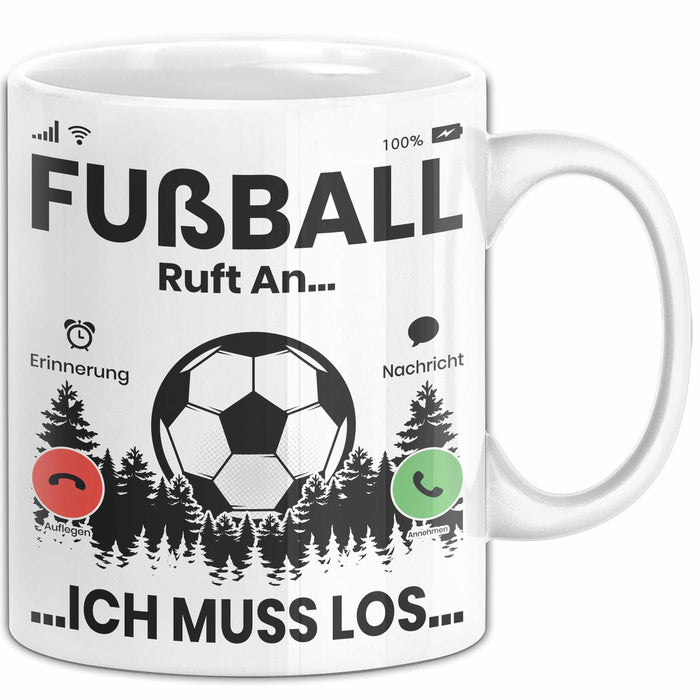 Fussballer Tasse Geschenk Fussballspieler Geschenkidee Fußball Ruft An Kaffee-Becher Weiß Trendation
