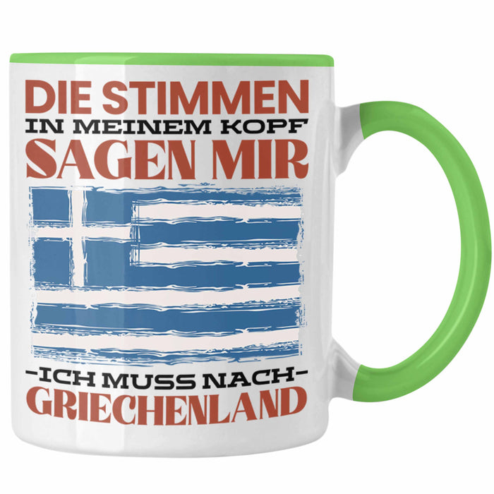 Griechenland Tasse Urlaub Heimat Geschenk Spruch Grieche Geschenkidee Grün Trendation