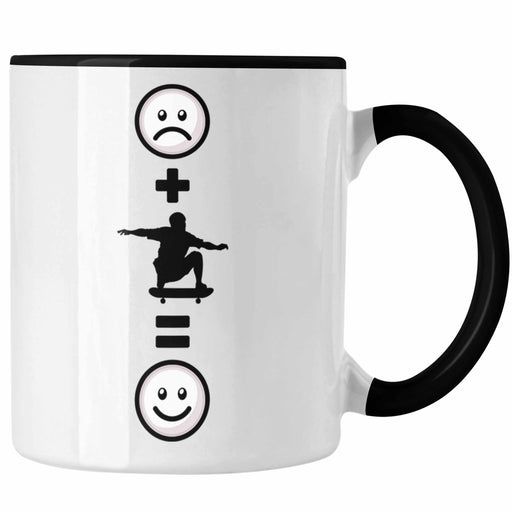 Skateboard Tasse Geschenk für Skater Skateboarder Geburtstag Lustige Geschenkidee :( + Skaten = :) Trendation