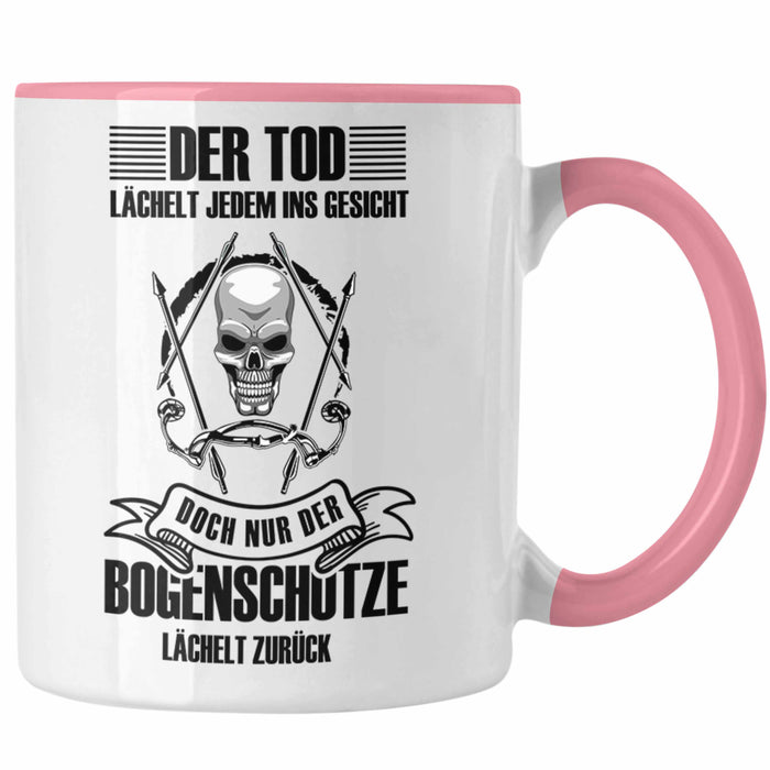 Lustige Bogenschießen Tasse für Bogenschützen Geschenkidee Pfeil und Bogen Motiv Rosa Trendation