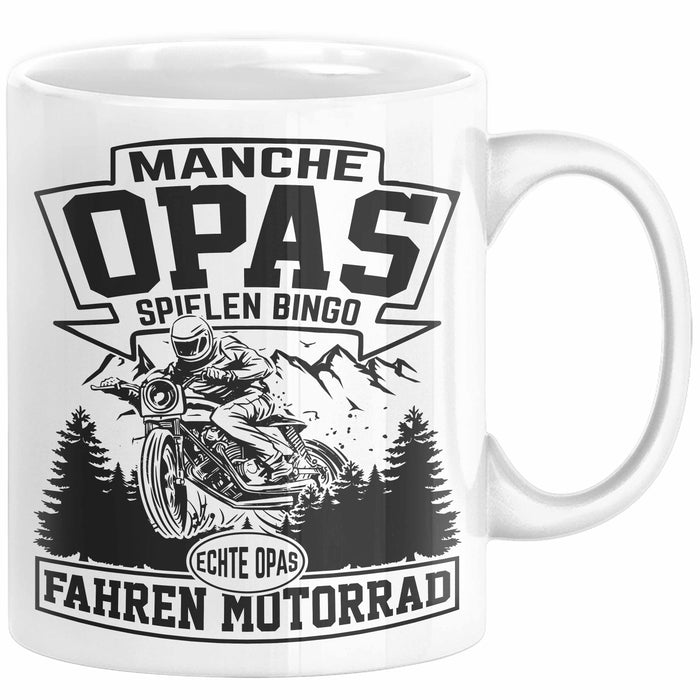 Motorrad Opa Tasse Geschenk Echte Opas Fahren Motorrad Geschenkidee Vatertag Opa Biker Weiß Trendation