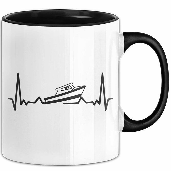 Speedboot Tasse Geschenk Yacht Geschenkidee Herzschlag Schnellboot Kaffee-Becher Trendation