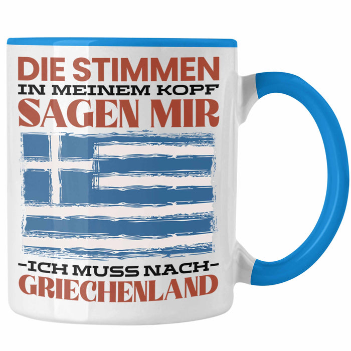 Griechenland Tasse Urlaub Heimat Geschenk Spruch Grieche Geschenkidee Blau Trendation