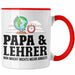 Papa und Lehrer Tasse Geschenkidee Vater für Lehrer Geburtstag Vatertag Spruch Geschenkidee Rot Trendation