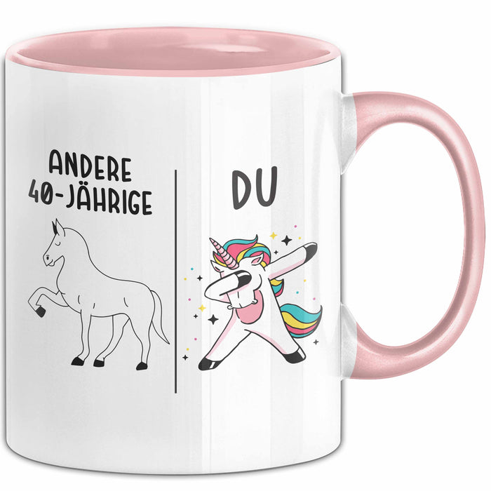 Trendation - 40. Geburtstag Frauen Tasse Einhorn Geschenk Geschenkidee 40er Geburtstag Mutter Mama Rosa Trendation
