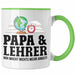 Papa und Lehrer Tasse Geschenkidee Vater für Lehrer Geburtstag Vatertag Spruch Geschenkidee Grün Trendation