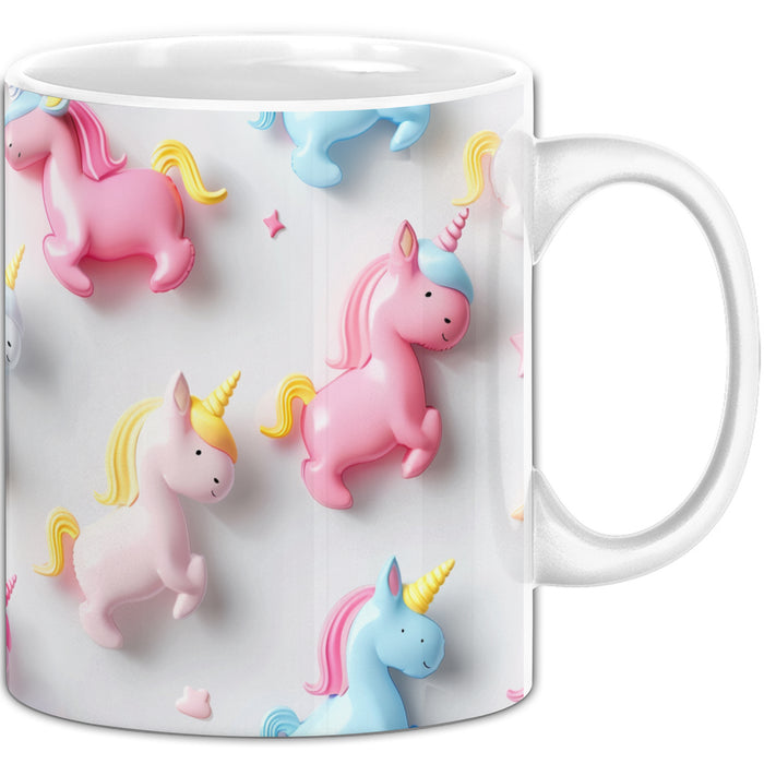 3D Tasse Einhorn Grafik Geschenkidee Mädchen 3D Einhorn Motiv Luftballong Viele Einhörner Weiß Trendation