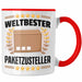 Weltbester Paketbote Paketzusteller Tasse Geschenkidee Postbote Spruch Rot Trendation