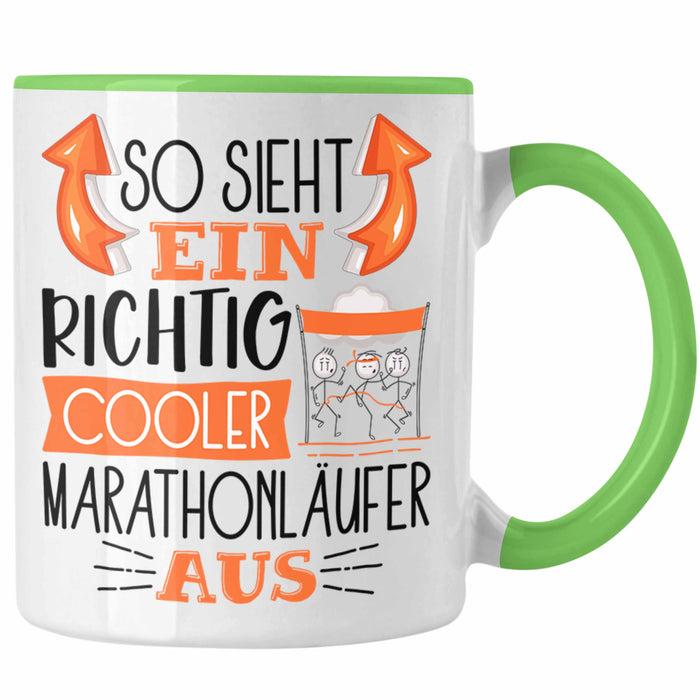 So Sieht Ein Richtig Cooler Marathonläufer Aus Geschenk Tasse Lustiger Spruch Geschenkidee Grün Trendation