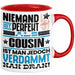 Cousin Geschenk Tasse Lustige Geschenkidee für Cousin Geburtstag Kaffee-Becher Niemand Ist Perfekt Aber Als Cousin Ist Man Nah Dran Rot Trendation