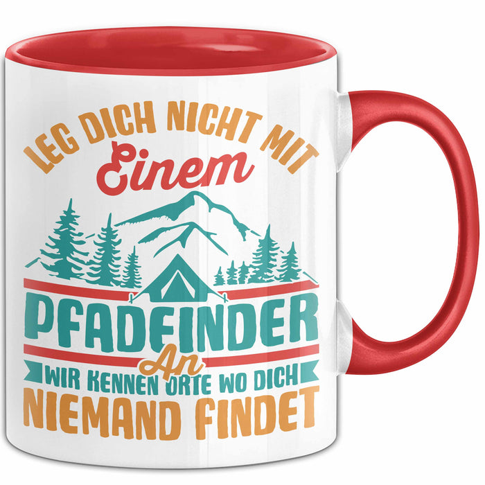 Pfadfinder Tasse Geschenk Leg Dich Nicht Mit Einem Pfadfinder An Scout Geschenkdiee Kaffee-Becher Rot Trendation