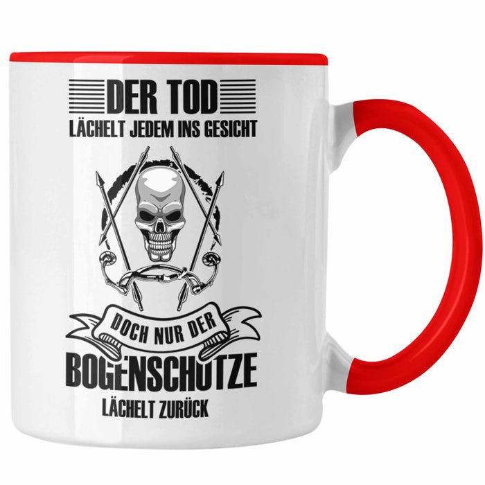 Lustige Bogenschießen Tasse für Bogenschützen Geschenkidee Pfeil und Bogen Motiv Rot Trendation