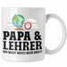 Papa und Lehrer Tasse Geschenkidee Vater für Lehrer Geburtstag Vatertag Spruch Geschenkidee Weiß Trendation