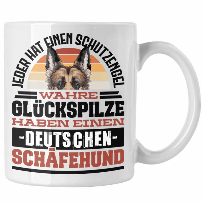 Deutscher Schäferhund Tasse Geschenkidee Kaffee-Becher Schäferhund Besitzer Schutzengel Weiß Trendation