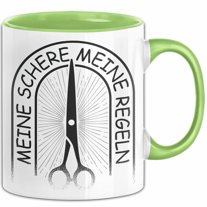 Friseurin Tasse Geschenk Meine Schere Meine Regeln Grün Trendation