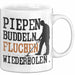 Metalldetektor Tasse Geschenk Metalldetekotren Geschenkidee Pipen Buddeln Fluchen Wiederholen Kaffee-Becher Weiß Trendation
