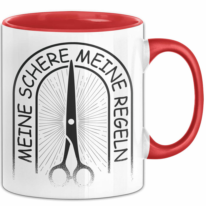 Friseurin Tasse Geschenk Meine Schere Meine Regeln Rot Trendation