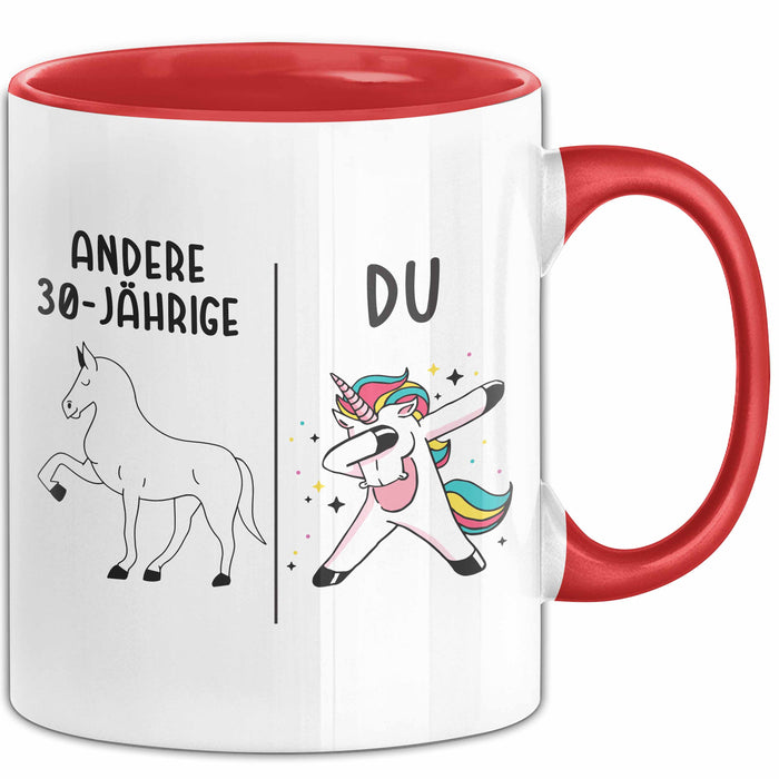 Trendation - 30. Geburtstag Frauen Tasse Einhorn Geschenk Geschenkidee 30er Geburtstag Rot Trendation