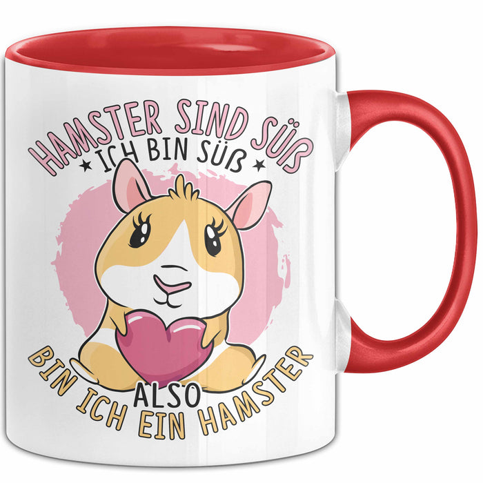 Hamster-Liebhaber Geschenk Tasse Mädchen Hamster Sind Süß Ich Bin Ein Hamster Kaffee-Becher Rot Trendation
