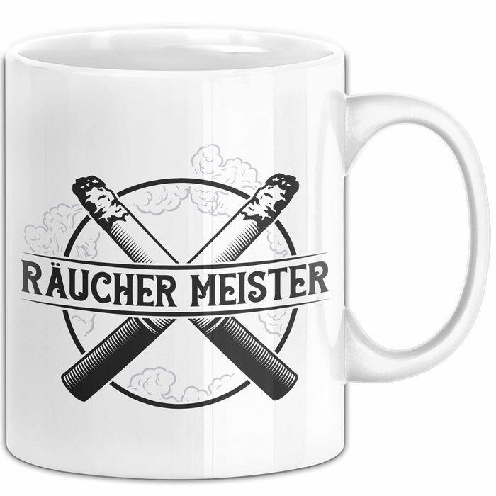 Raucher Geschenk Tasse Spruch Räucher Meister Geschenkidee Rauchen Weiß Trendation