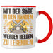 Forstarbeiter Tasse Geschenk Spruch Holzarbeiter Forstwirt Kettensäge in den Händen Rot Trendation