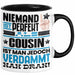 Cousin Geschenk Tasse Lustige Geschenkidee für Cousin Geburtstag Kaffee-Becher Niemand Ist Perfekt Aber Als Cousin Ist Man Nah Dran Trendation