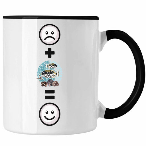 Fisch Tasse Geschenk für Aquaristen Aquarium :( + Fische = :) Lustige Geschenkidee Geburtstag Trendation