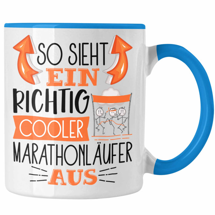 So Sieht Ein Richtig Cooler Marathonläufer Aus Geschenk Tasse Lustiger Spruch Geschenkidee Blau Trendation
